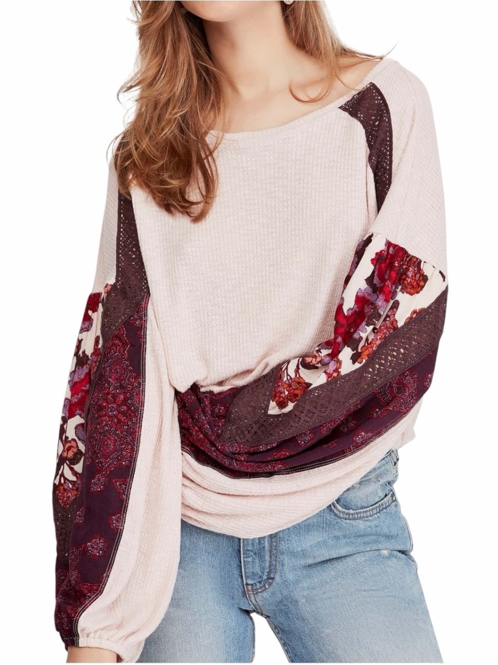FREE PEOPLE Casual Clash Thermal Top Size Small